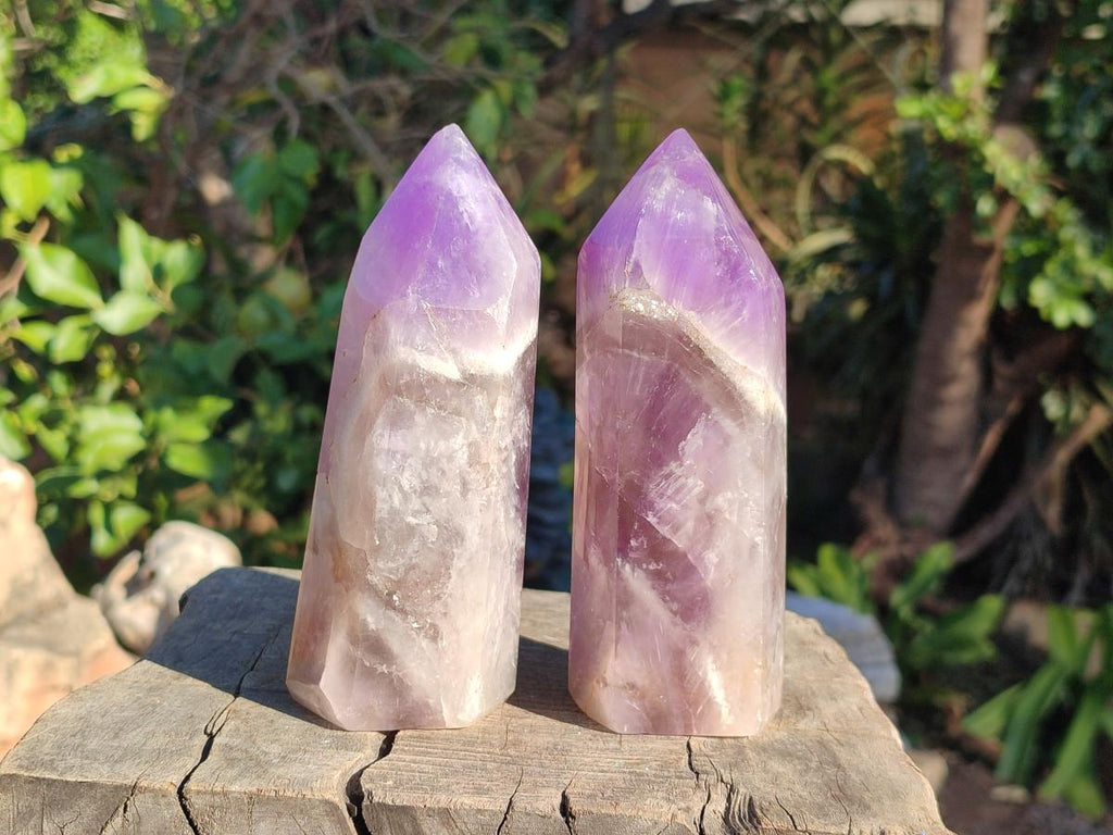 Polished Chevron Amethyst Display Crystals x 2 From Madagascar - Toprock Gemstones and Minerals 