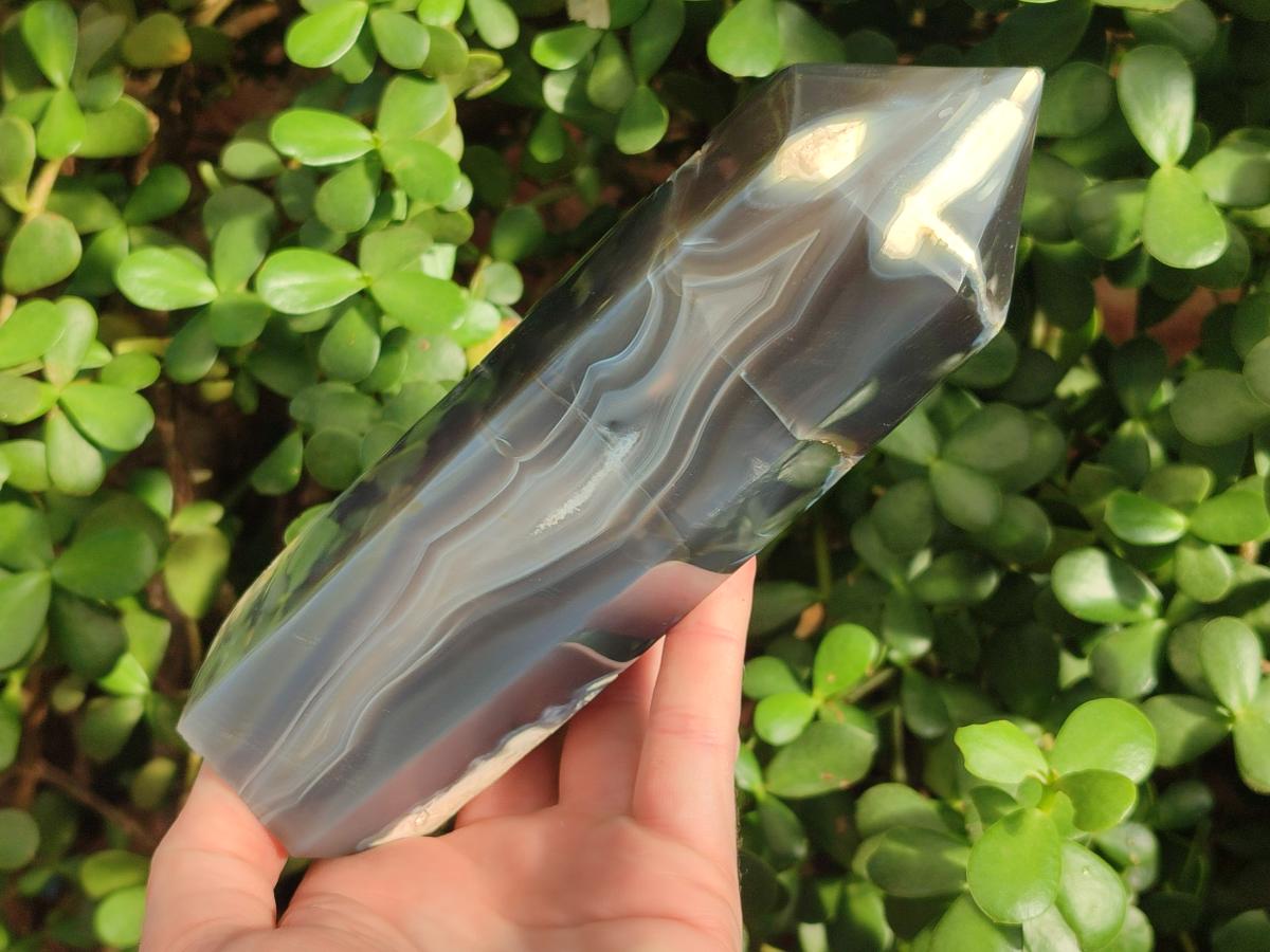 Polished Banded Agate Display Crystals x 2 From Madagascar - Toprock Gemstones and Minerals 