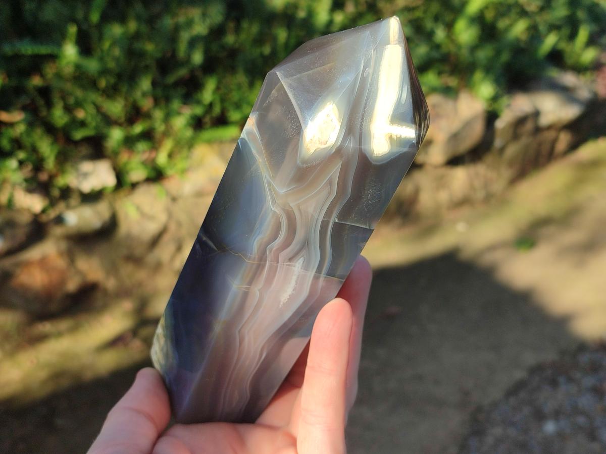 Polished Banded Agate Display Crystals x 2 From Madagascar - Toprock Gemstones and Minerals 