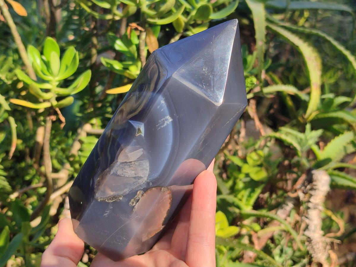 Polished Banded Agate Display Crystals x 2 From Madagascar - Toprock Gemstones and Minerals 