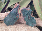 Natural Cabinet Size Botryoidal Crystalline Malachite Specimens on Dolomite Matrix x 2 From Congo - Toprock Gemstones and Minerals 