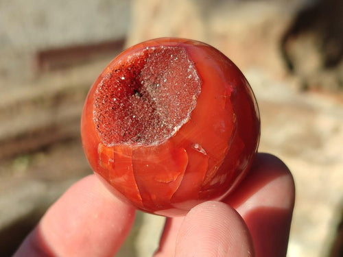 Polished Small Carnelian Agate Gemstone Spheres x 20 From Madagascar - Toprock Gemstones and Minerals 