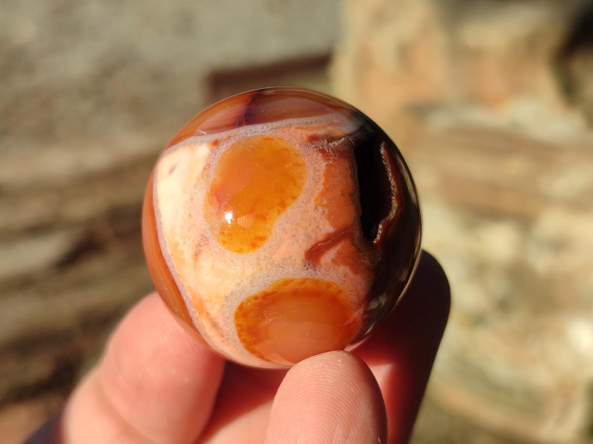 Polished Small Carnelian Agate Gemstone Spheres x 20 From Madagascar - Toprock Gemstones and Minerals 