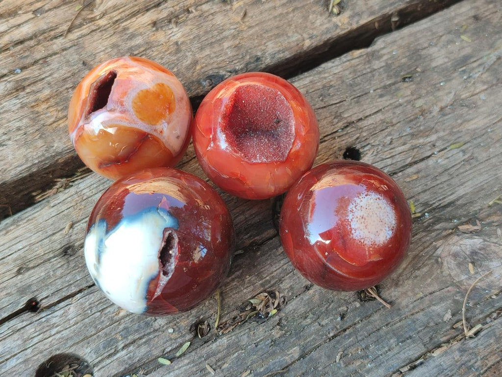 Polished Small Carnelian Agate Gemstone Spheres x 20 From Madagascar - Toprock Gemstones and Minerals 