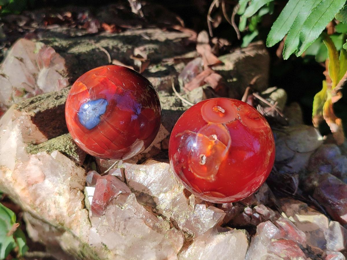 Polished Small Carnelian Agate Gemstone Spheres x 20 From Madagascar - Toprock Gemstones and Minerals 