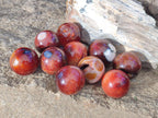 Polished Small Carnelian Agate Gemstone Spheres x 20 From Madagascar - Toprock Gemstones and Minerals 