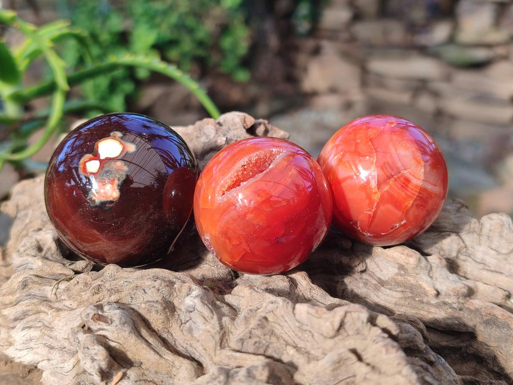 Polished Small Carnelian Agate Gemstone Spheres x 20 From Madagascar - Toprock Gemstones and Minerals 