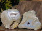 Polished One Side Blue Lace Agate Geodes x 12 From Nsanje, Malawi - Toprock Gemstones and Minerals 