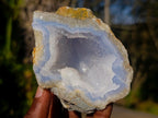 Polished One Side Blue Lace Agate Geodes x 12 From Nsanje, Malawi - Toprock Gemstones and Minerals 