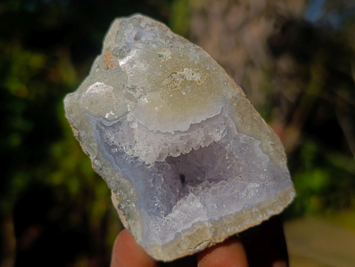 Polished One Side Blue Lace Agate Geodes x 12 From Nsanje, Malawi - Toprock Gemstones and Minerals 
