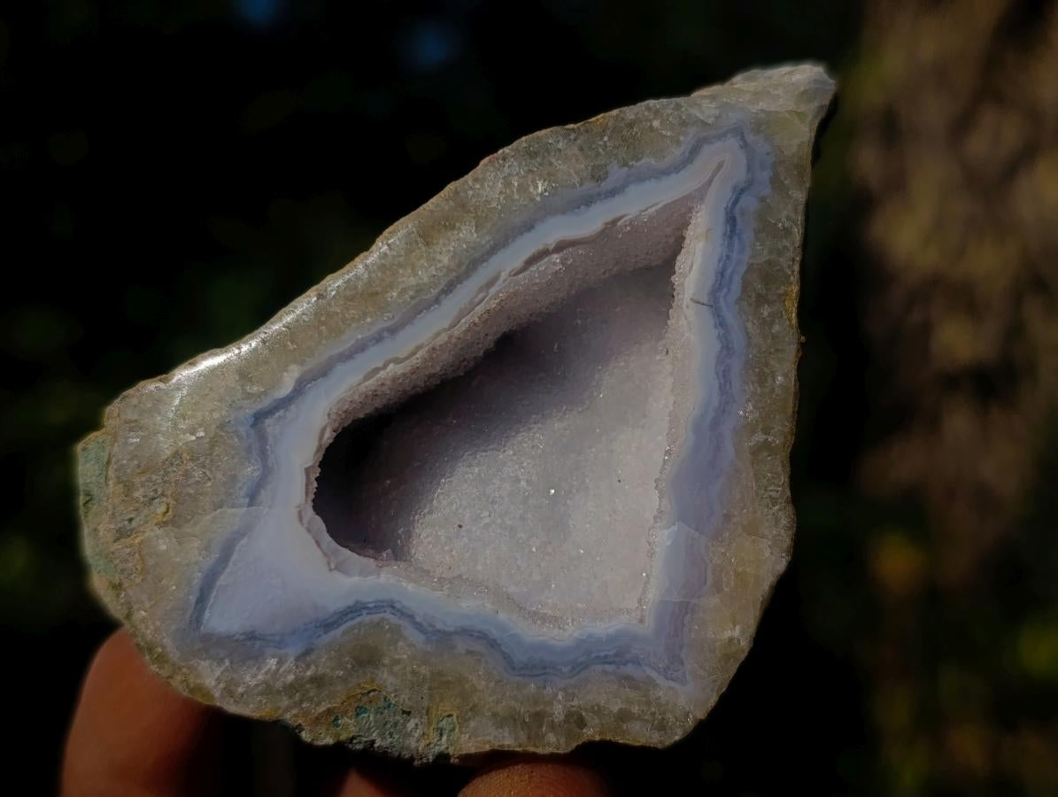 Polished One Side Blue Lace Agate Geodes x 12 From Nsanje, Malawi - Toprock Gemstones and Minerals 