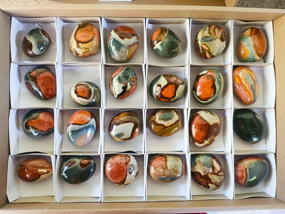 Polished Polychrome Jasper Palm Stones x 24 From NW Coast, Madagascar - Toprock Gemstones and Minerals 