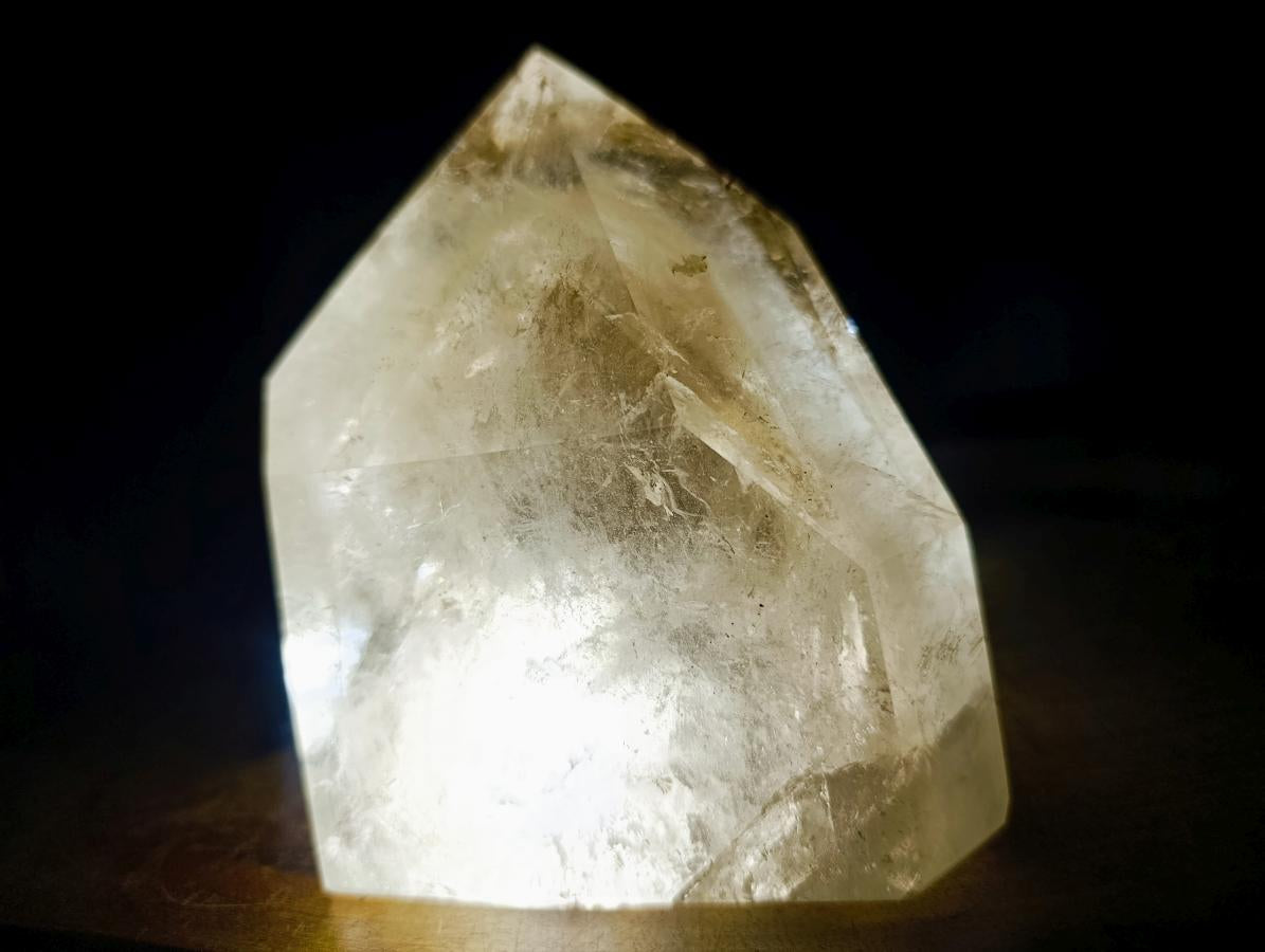 Polished Large Smokey Window Quartz Crystal with Enhydro x 1 From Madagascar - Toprock Gemstones and Minerals 