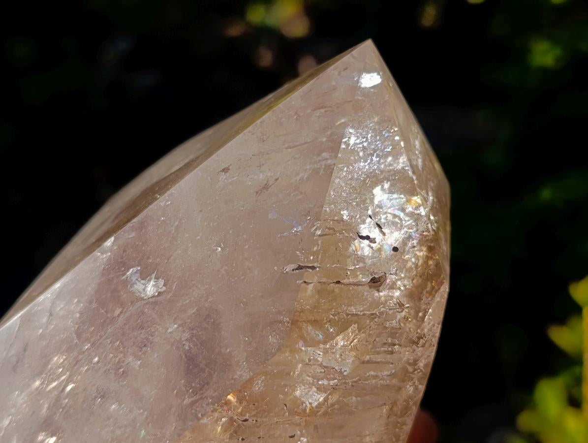 Polished Large Smokey Window Quartz Crystal with Enhydro x 1 From Madagascar - Toprock Gemstones and Minerals 