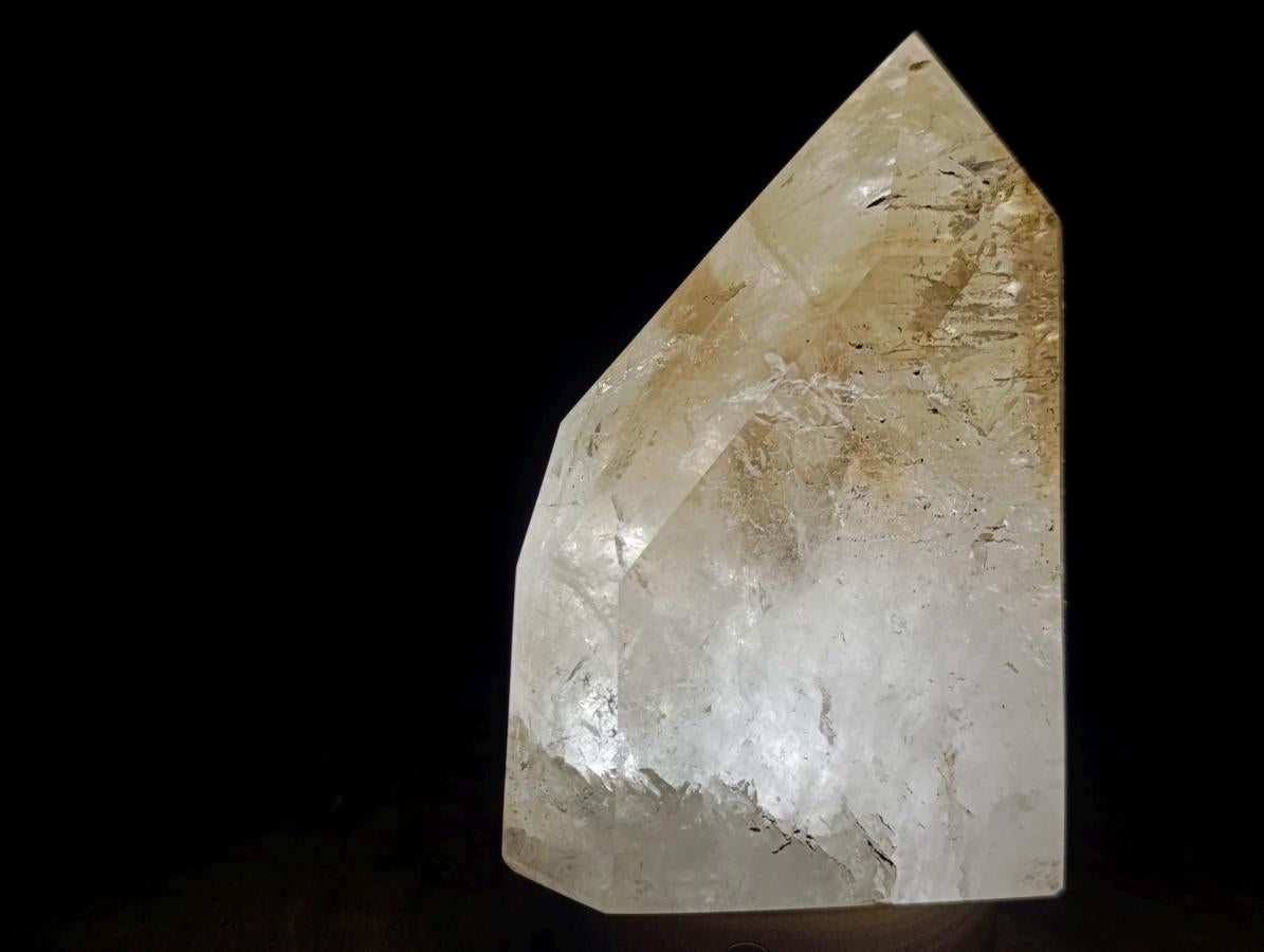 Polished Large Smokey Window Quartz Crystal with Enhydro x 1 From Madagascar - Toprock Gemstones and Minerals 