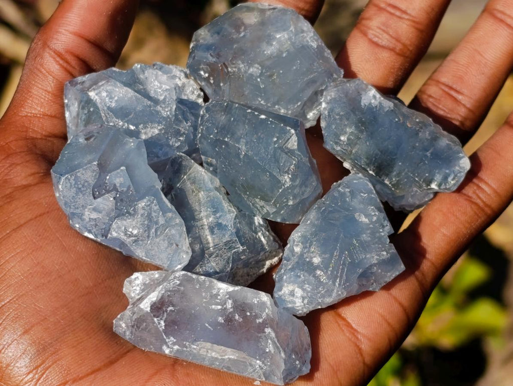 Natural Blue Celestite Single Crystals x 20 From Sakoany, Madagascar - Toprock Gemstones and Minerals 