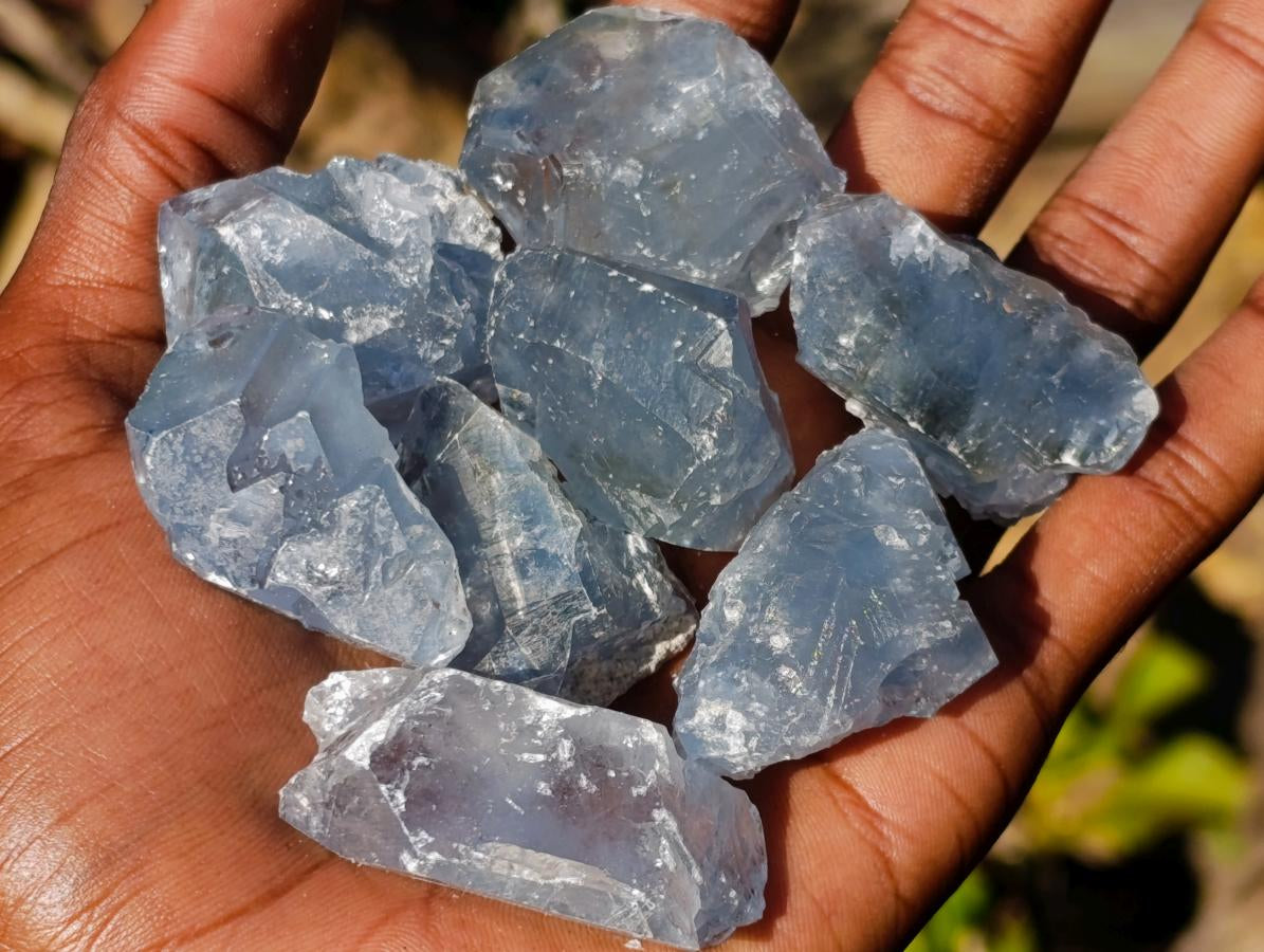 Natural Blue Celestite Single Crystals x 20 From Sakoany, Madagascar - Toprock Gemstones and Minerals 
