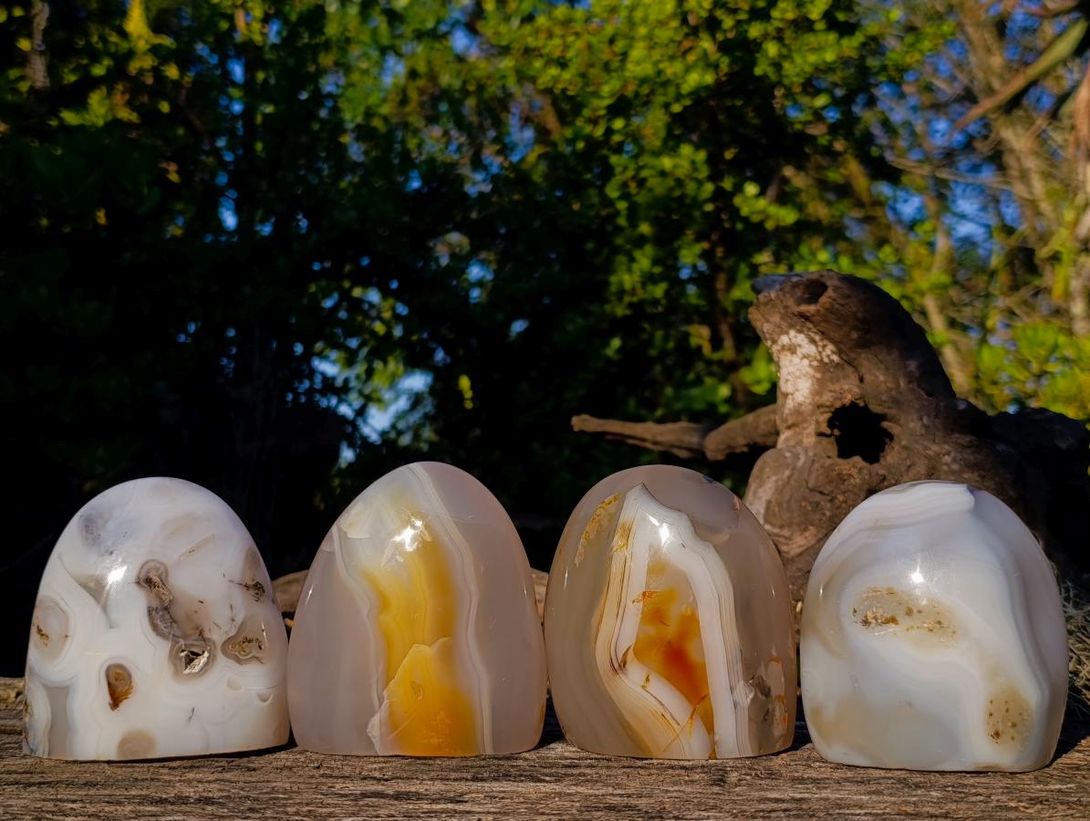 Polished Banded Agate Display Crystals x 4 From Madagascar - Toprock Gemstones and Minerals 