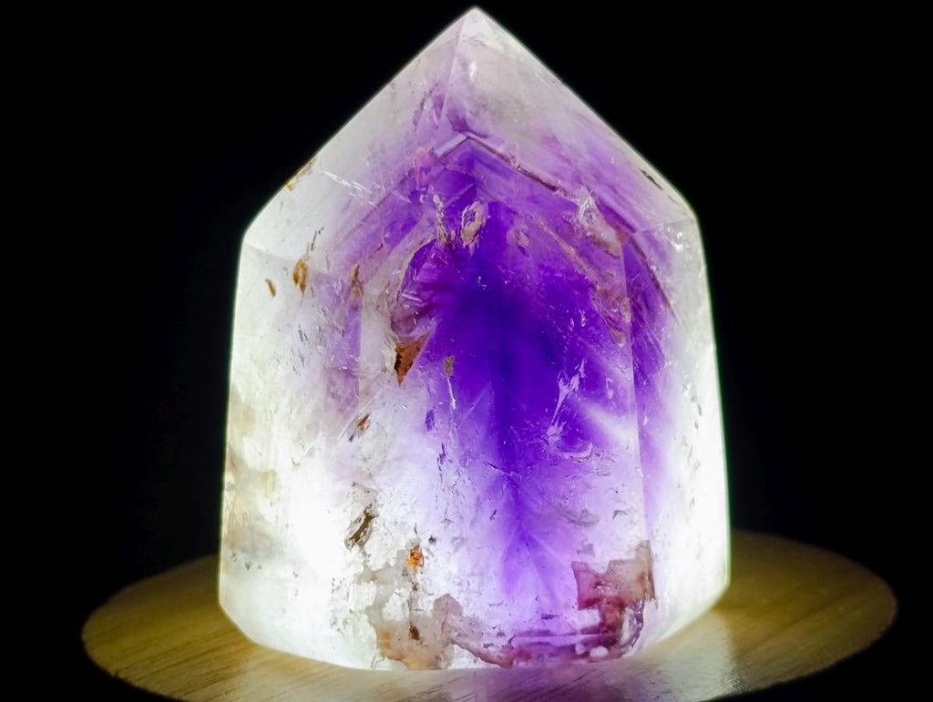 Polished Double Terminated Smokey Window Amethyst Crystals x 7 From Akansobe, Madagascar - Toprock Gemstones and Minerals 