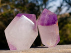 Polished Double Terminated Smokey Window Amethyst Crystals x 7 From Akansobe, Madagascar - Toprock Gemstones and Minerals 