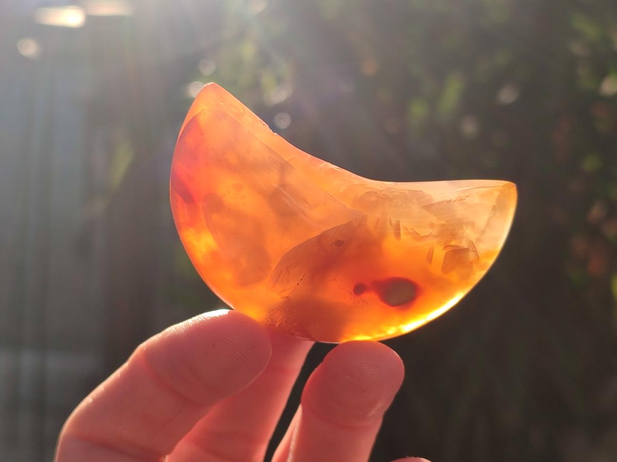 Polished Carnelian Gemstone Crescent Moons x 12 From Madagascar - Toprock Gemstones and Minerals 