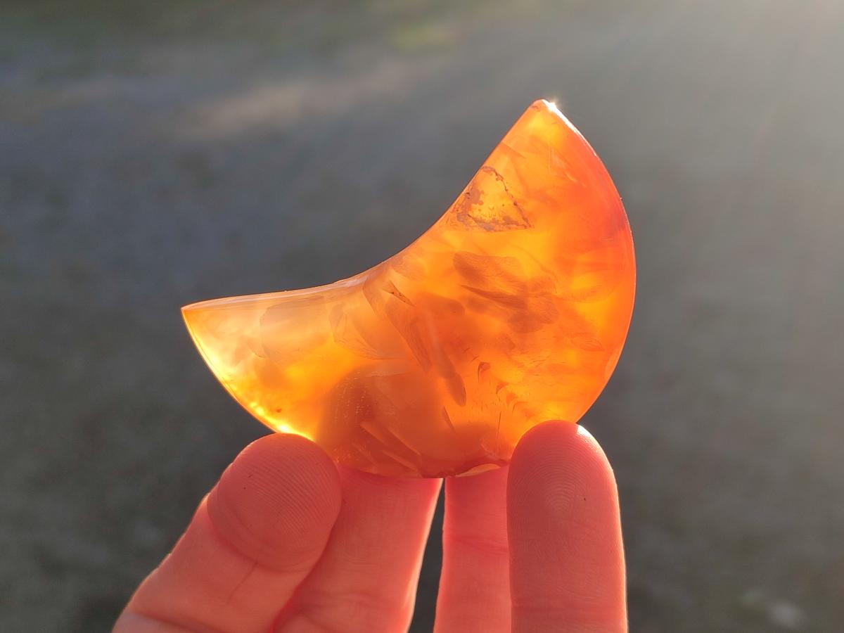 Polished Carnelian Gemstone Crescent Moons x 12 From Madagascar - Toprock Gemstones and Minerals 