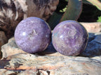 Polished Lepidolite with Pink Rubellite Spheres x 5 From Ambatondrazaka, Madagascar - Toprock Gemstones and Minerals 
