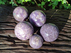 Polished Lepidolite with Pink Rubellite Spheres x 5 From Ambatondrazaka, Madagascar - Toprock Gemstones and Minerals 