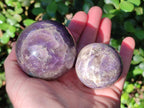 Polished Lepidolite with Pink Rubellite Spheres x 5 From Ambatondrazaka, Madagascar - Toprock Gemstones and Minerals 