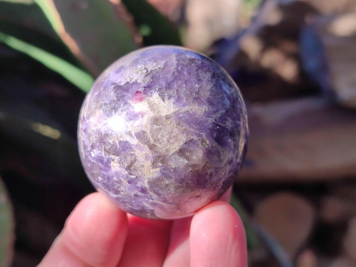 Polished Lepidolite with Pink Rubellite Spheres x 5 From Ambatondrazaka, Madagascar - Toprock Gemstones and Minerals 