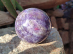 Polished Lepidolite with Pink Rubellite Spheres x 5 From Ambatondrazaka, Madagascar - Toprock Gemstones and Minerals 