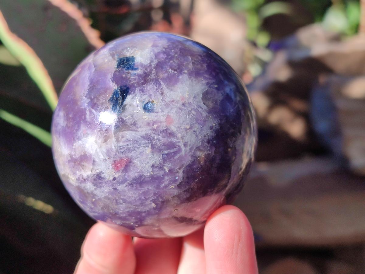 Polished Lepidolite with Pink Rubellite Spheres x 5 From Ambatondrazaka, Madagascar - Toprock Gemstones and Minerals 