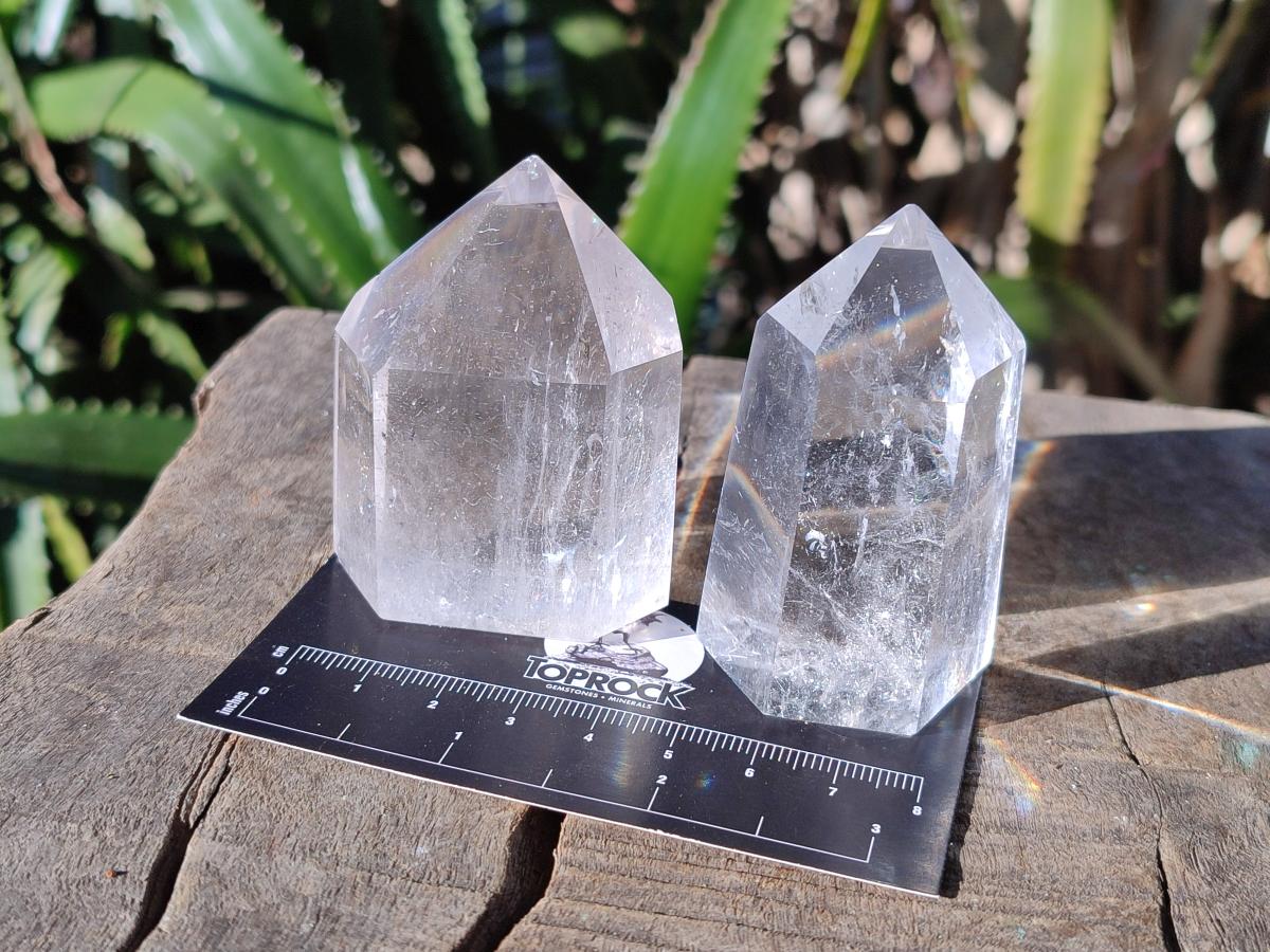 Polished Mix of Clear and Smokey Quartz Crystals x 12 From Madagascar - Toprock Gemstones and Minerals 