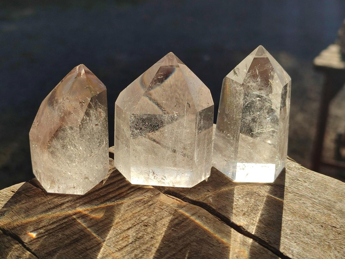 Polished Mix of Clear and Smokey Quartz Crystals x 12 From Madagascar - Toprock Gemstones and Minerals 