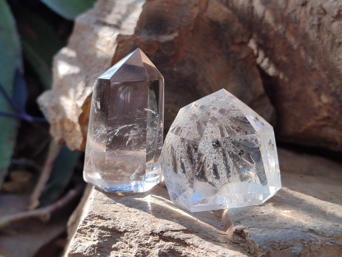 Polished Mix of Clear and Smokey Quartz Crystals x 12 From Madagascar - Toprock Gemstones and Minerals 