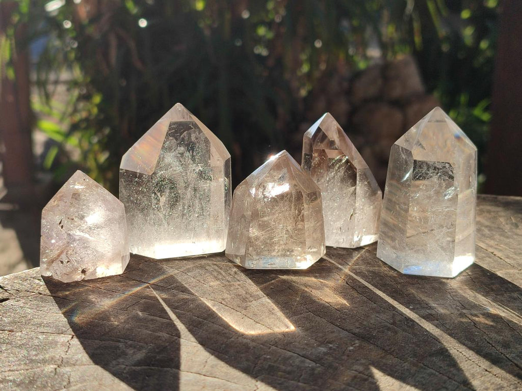 Polished Mix of Clear and Smokey Quartz Crystals x 12 From Madagascar - Toprock Gemstones and Minerals 