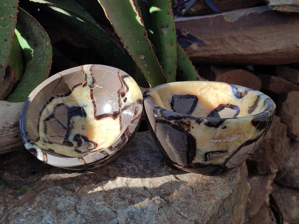 Polished Septerye Bowls x 2 From Mahajanga, Madagascar - Toprock Gemstones and Minerals 