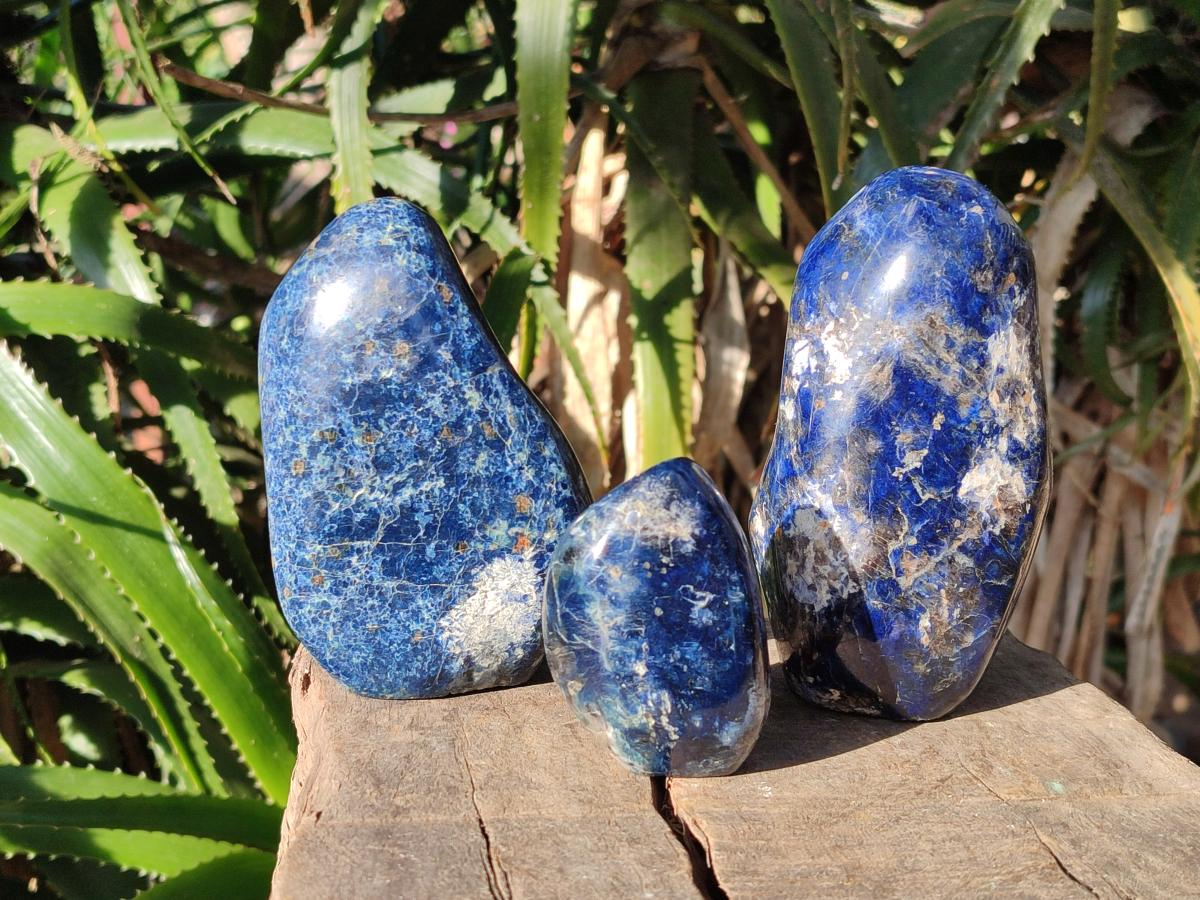 Polished Dumortierite Standing Display Pieces x 3 From Madagascar - Toprock Gemstones and Minerals 