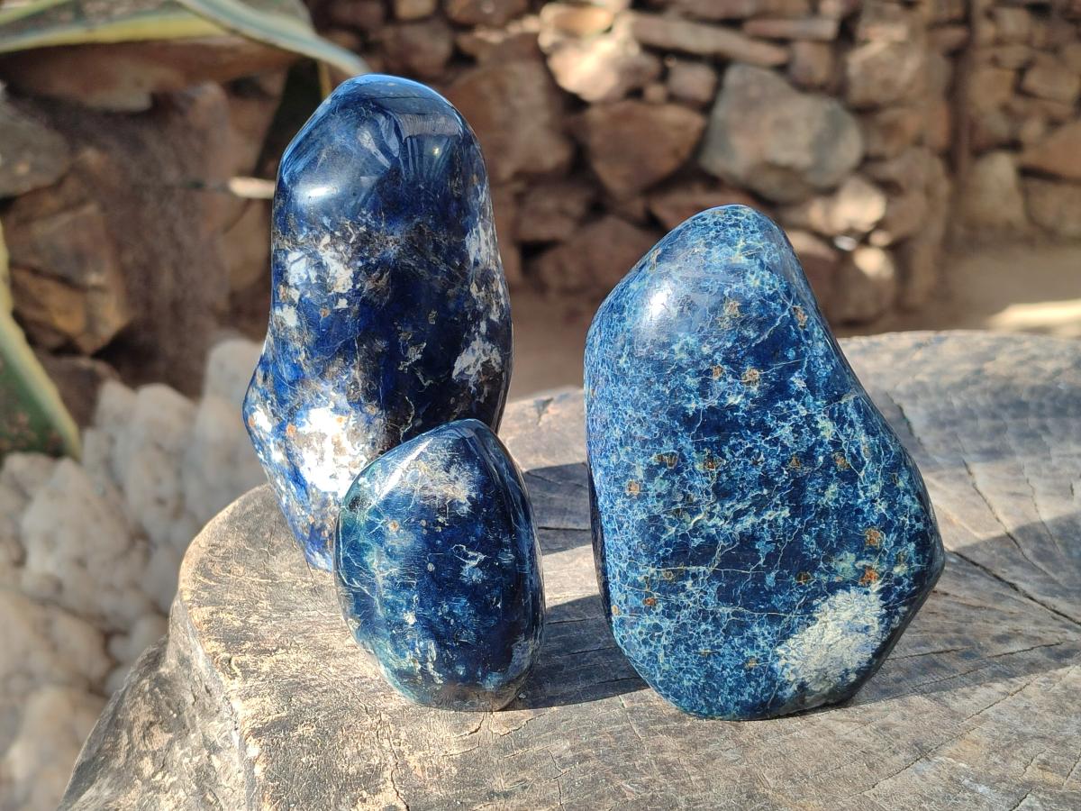 Polished Dumortierite Standing Display Pieces x 3 From Madagascar - Toprock Gemstones and Minerals 