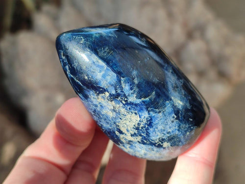 Polished Dumortierite Standing Display Pieces x 3 From Madagascar - Toprock Gemstones and Minerals 