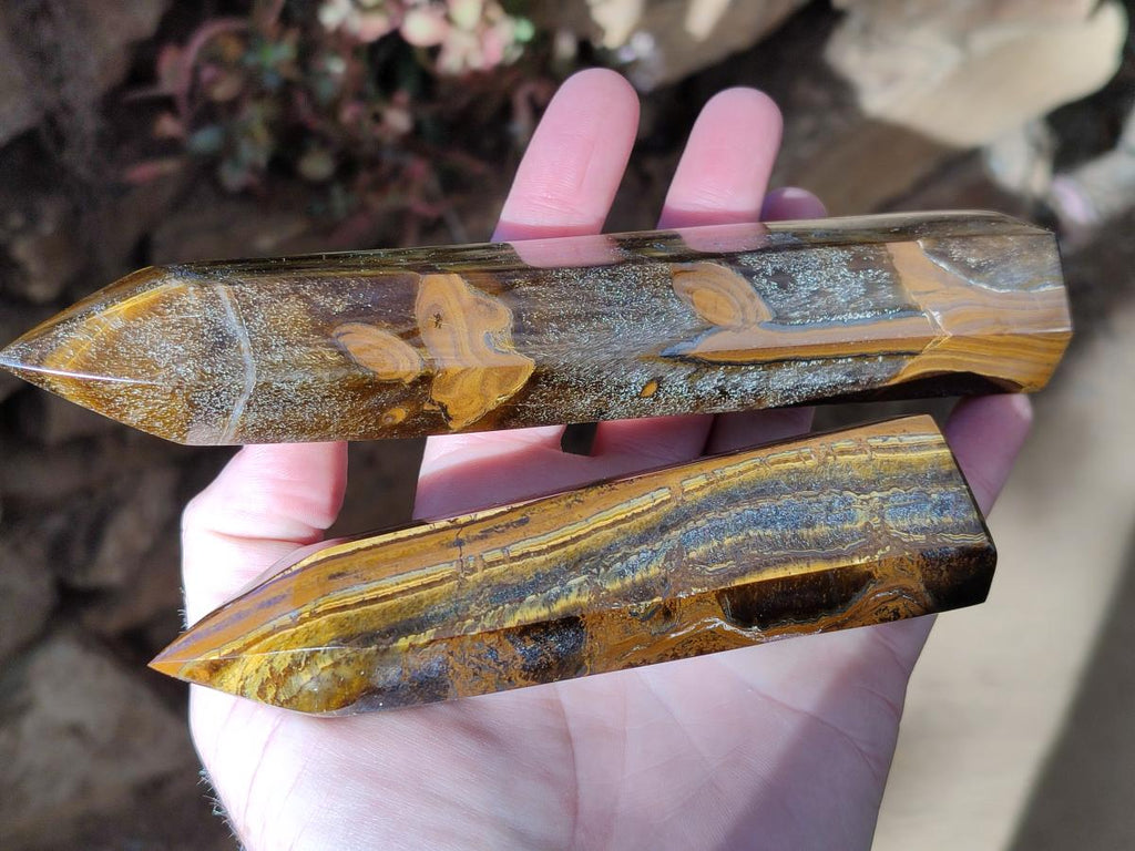 Polished Golden Tigers Eye Display Crystals x 4 From Prieska, South Africa - Toprock Gemstones and Minerals 