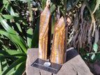 Polished Golden Tigers Eye Display Crystals x 4 From Prieska, South Africa - Toprock Gemstones and Minerals 