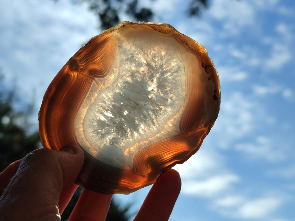 Polished Banded Agate Slices with Natural Edging x 12 From Madagascar - Toprock Gemstones and Minerals 
