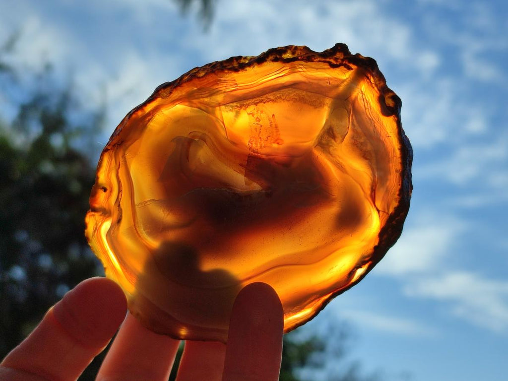 Polished Banded Agate Slices with Natural Edging x 12 From Madagascar - Toprock Gemstones and Minerals 