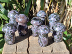 Polished Gabbro 'Merlinite' Mushrooms x 12 From Ambatofinandrahana, Madagascar - Toprock Gemstones and Minerals 