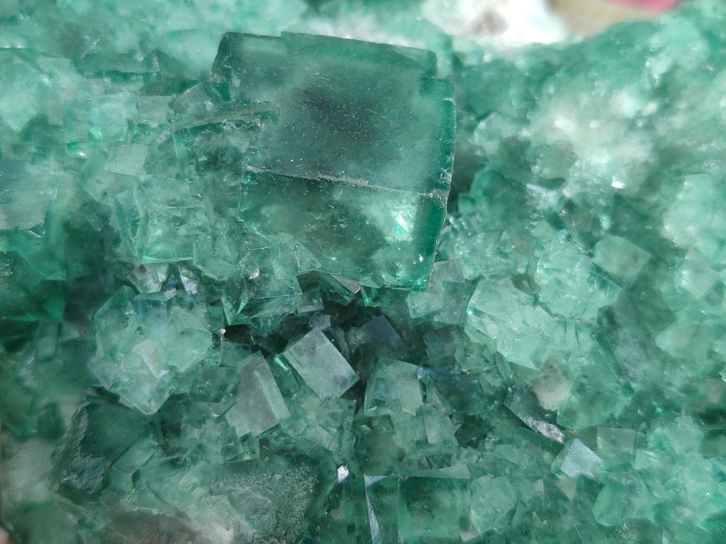 Natural Cabinet Size Green Cubic Fluorite Specimens x 2 From Mandrosonoro, Madagascar - Toprock Gemstones and Minerals 