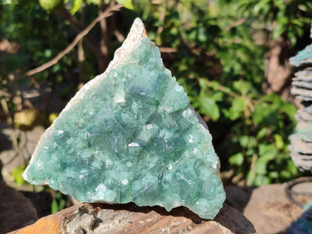 Natural Cabinet Size Green Cubic Fluorite Specimens x 2 From Mandrosonoro, Madagascar - Toprock Gemstones and Minerals 
