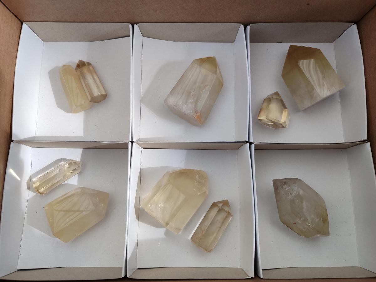 Polished Clear Golden Citrine Crystals x 10 From Madagascar - Toprock Gemstones and Minerals 