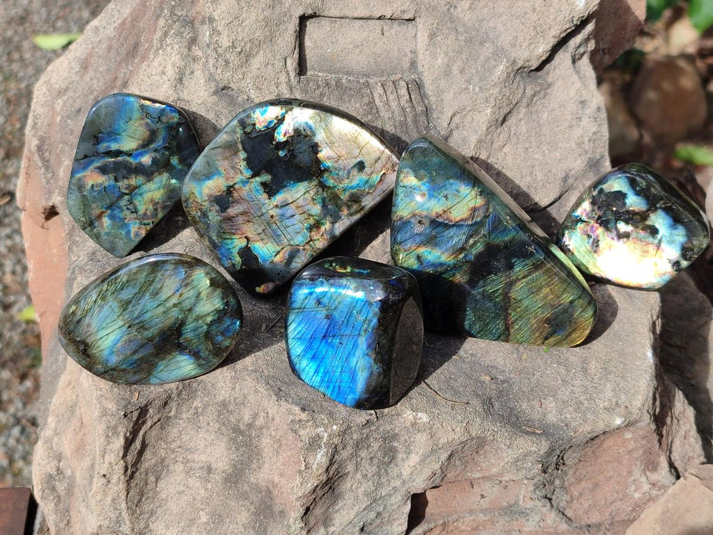 Polished Labradorite Standing Display Pieces x 6 From Madagascar - Toprock Gemstones and Minerals 