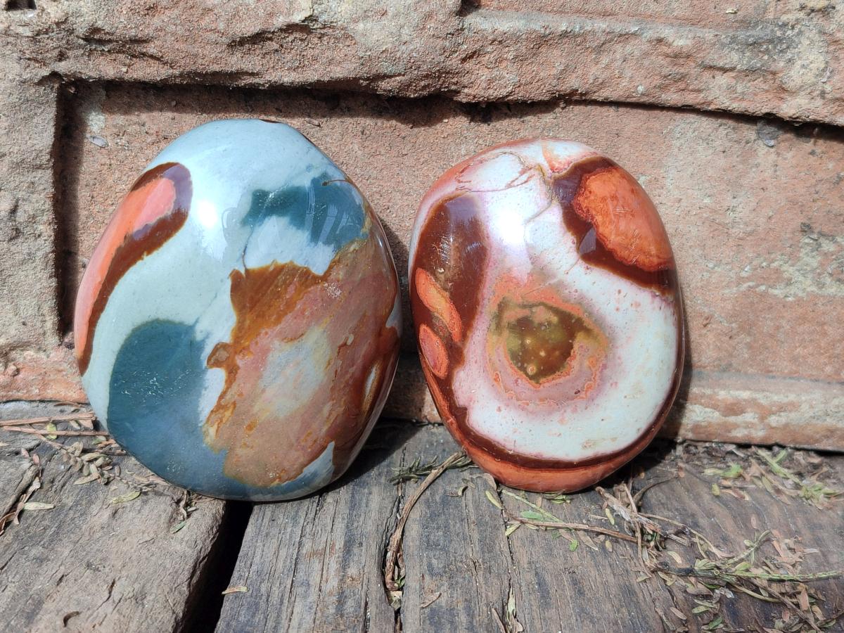 Polished Polychrome Jasper Galets x 24 From NW Coast, Madagascar - Toprock Gemstones and Minerals 